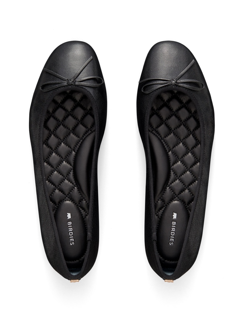 Birdies Black Quilted Ballet Flats with Bow Accent
